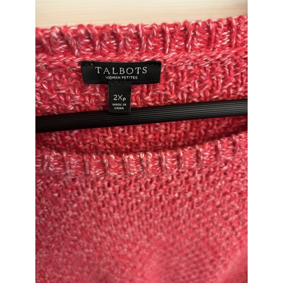 Talbots Women's Pink Side‎ Zip Knit Pullover Sweater 100% Cotton Size 2XP - Picture 3 of 5